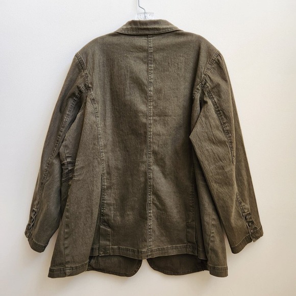 DG2 by Diane Gilman Olive Green Denim Jacket Women Size 3X Long Sleeve Pockets - Picture 4 of 10